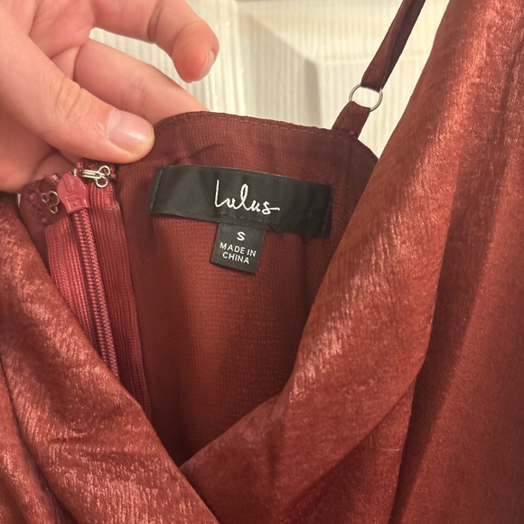 Lulus Constantine Burgundy Satin Maxi Dress Red - Size S - Picture 5 of 6